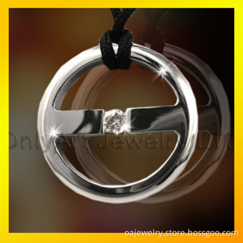 Unique Womens Mens Pendant Steel Jewelry with CZ Inlaid